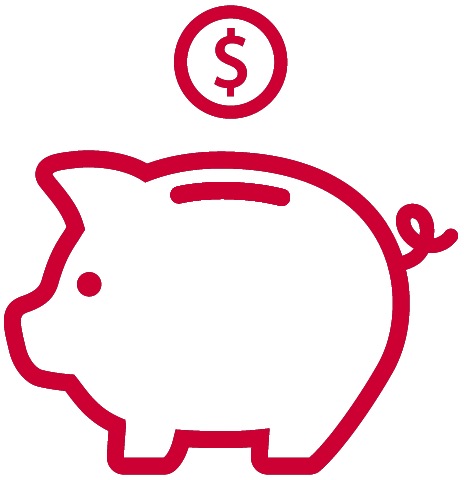 an icon image of a piggy bank and coin